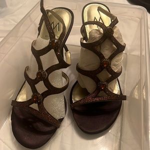 Bronze sparkle heels